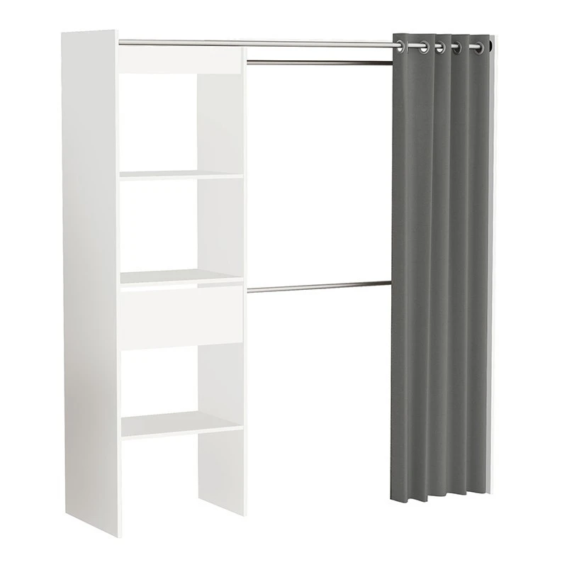 Demeyere Dressing Extensible Blanc Perle Avec Rideau Taupe