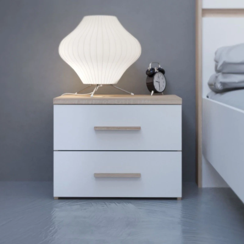 Demeyere Chevet 2 Tiroirs Blanc Et Naturel Lena - Image 3