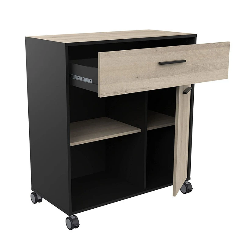 Demeyere Desserte De Cuisine 1 Tiroir 1 Porte Mint Noir Et Bois - Image 2