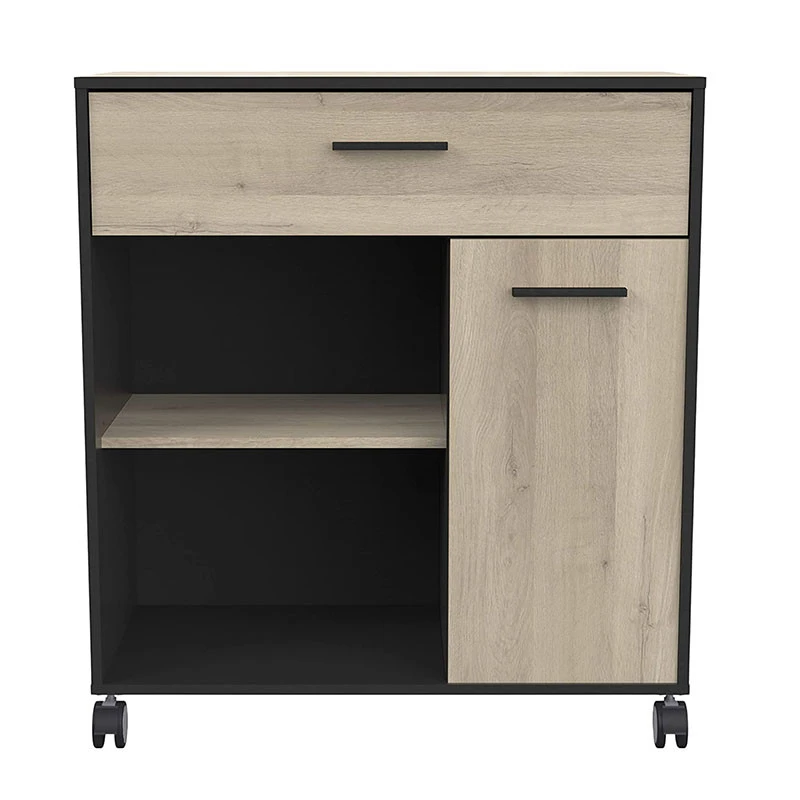 Demeyere Desserte De Cuisine 1 Tiroir 1 Porte Mint Noir Et Bois - Image 3