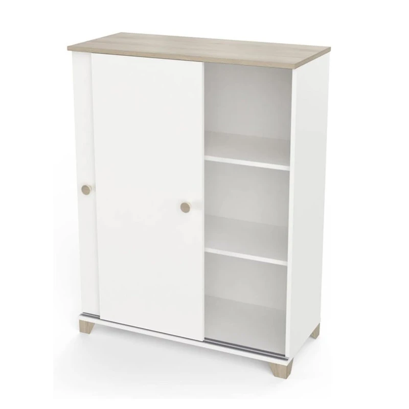 Demeyere Rangement 2 Portes Coulissantes Izzy Blanc Et Bois - Image 3