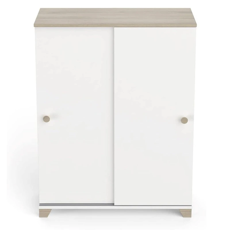 Demeyere Rangement 2 Portes Coulissantes Izzy Blanc Et Bois