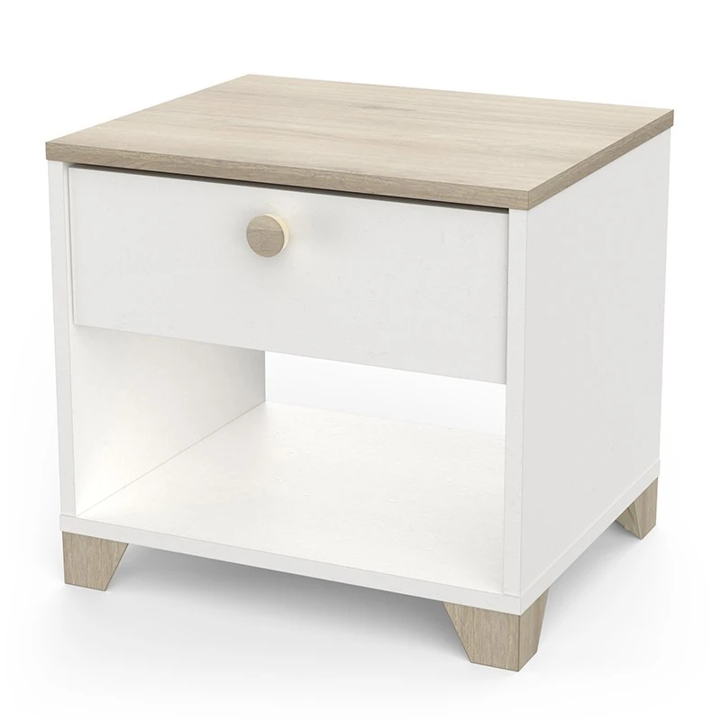 Demeyere Table De Chevet Izzy 1 Tiroir Blanc Et Bois